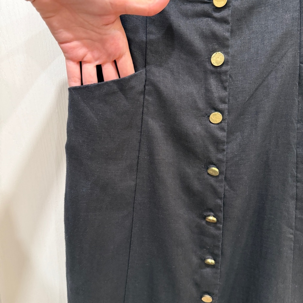 Reformation Greene Linen Dress Black - Size 2 - Picture 7 of 8